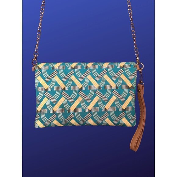 UNBRANDED Metallic Formal/Evening Bag, Turquoise/Aqua/Gold, Medium Size, NWOT - Picture 2 of 12